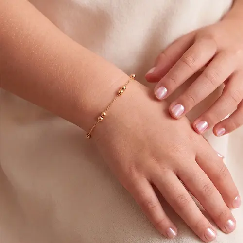 Pulseira Ouro Amarelo 18k Infantil com Esferas de 3 mm