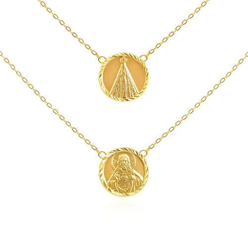 Escapulário de Ouro Amarelo com Medalhas
