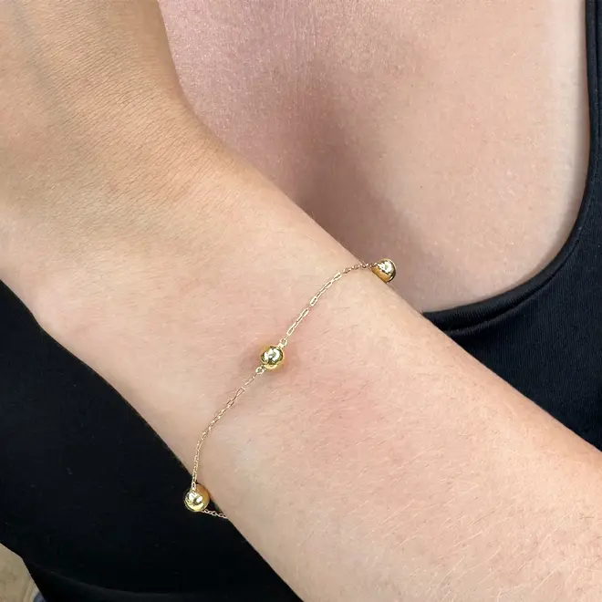 Pulseira Ouro Amarelo 18K com Esferas de 5 mm