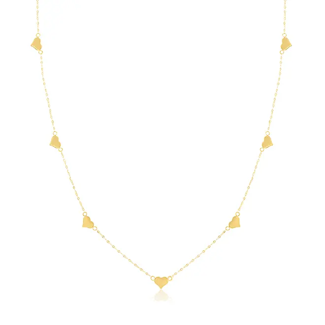 Colar de Ouro Amarelo com 7 Corações