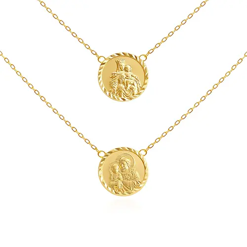 Escapulário de Ouro Amarelo com Medalhas