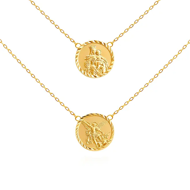 Escapulário de Ouro Amarelo com Medalhas