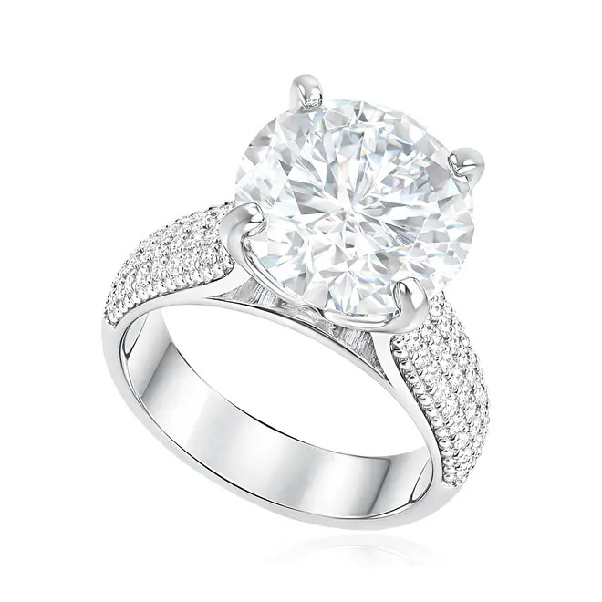 Anel de Prata com Moissanite de 8,0 Cts.