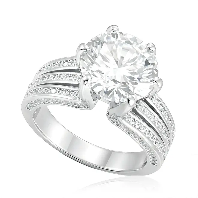 Anel de Prata com  Moissanite de 8,0 Cts.