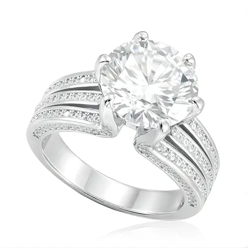 Anel de Prata com  Moissanite de 8,0 Cts.