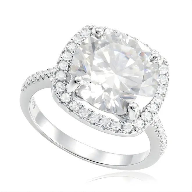 Anel de Prata com Moissanite de 10,0 Cts.