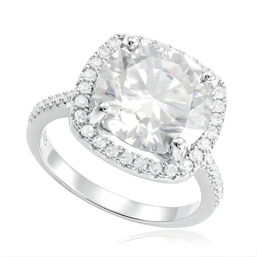 Anel de Prata com Moissanite de 10,0 Cts.