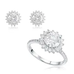 Conjunto Anel e Par de Brincos de Diamantes de Laboratório totalizando ? Cts