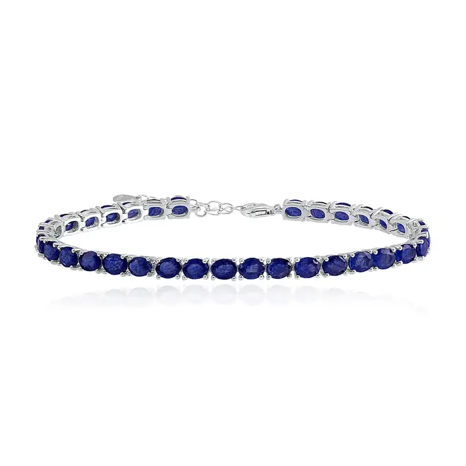 Conjunto Gargantilha e Pulseira de Prata com Safiras totalizando 128 Cts