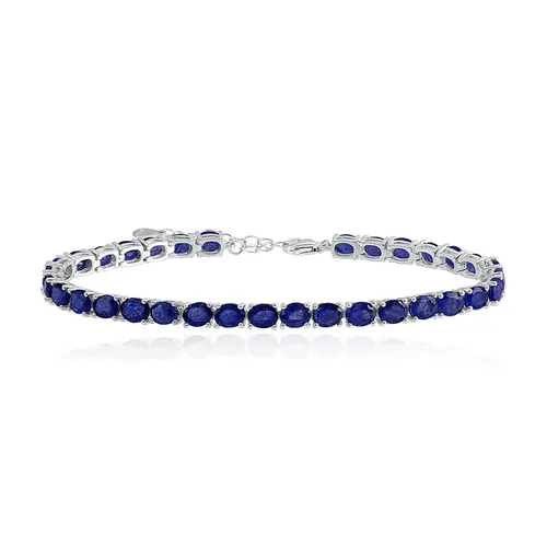 Conjunto Gargantilha e Pulseira de Prata com Safiras totalizando 128 Cts