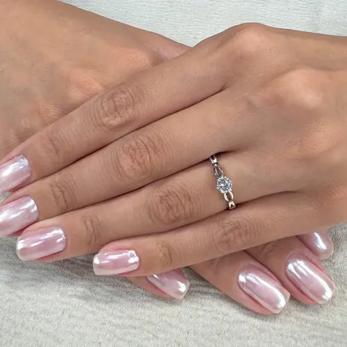 Anel Solitário Trabalhado em Ouro Branco com Diamante de Laboratório