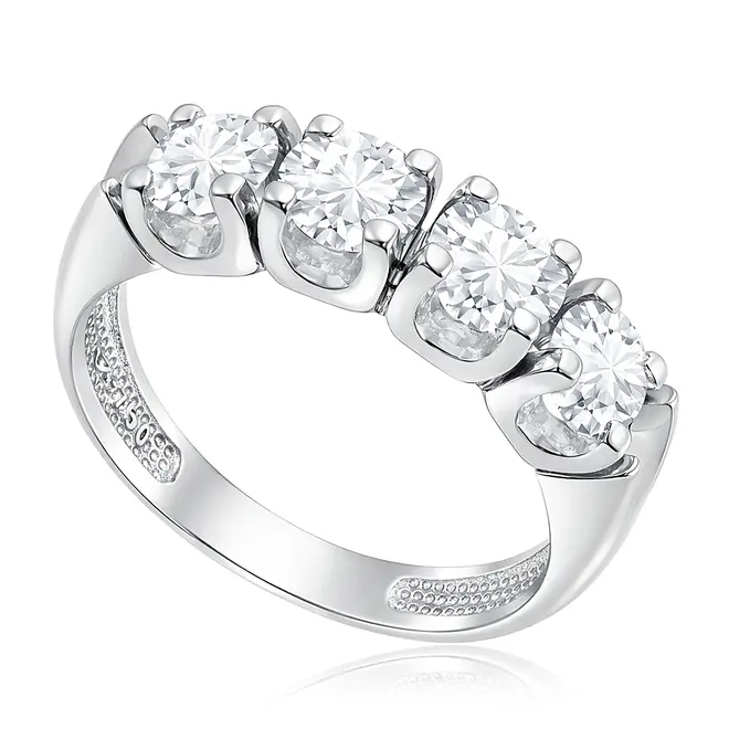 Meia Aliança de Ouro Branco com 2,0 Cts em Diamantes.