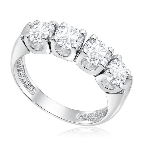 Meia Aliança de Ouro Branco com 2,0 Cts em Diamantes.