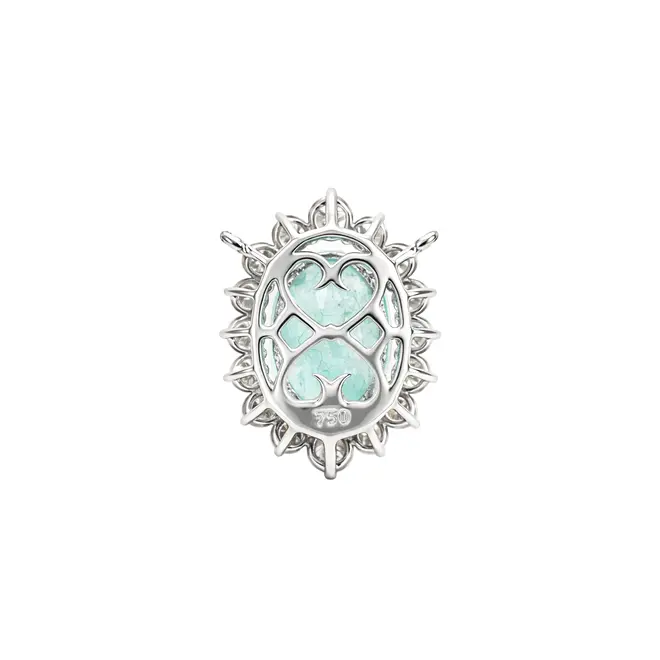 Colar de Ouro Branco com e Diamantes e Turmalina Paraíba de 1,13 Cts.