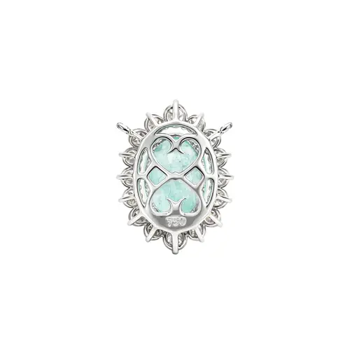 Colar de Ouro Branco com e Diamantes e Turmalina Paraíba de 1,13 Cts.