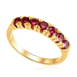Meia Aliança de Ouro Amarelo com Turmalinas Rosas totalizando 84 pts.