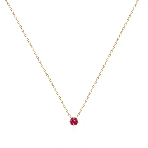 Pingente Chuveiro de Ouro Amarelo com 7 Turmalina Rosa.