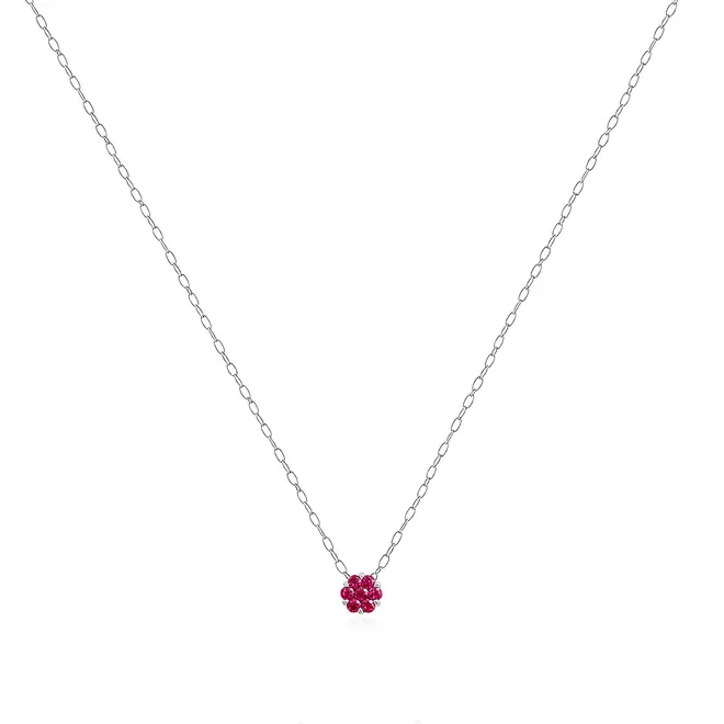 Pingente Chuveiro de Ouro Branco com 7 Turmalina Rosa.