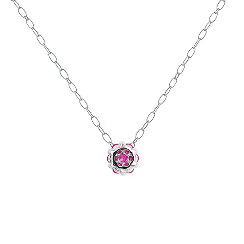 Pingente Chuveiro de Ouro Branco com 7 Turmalina Rosa.