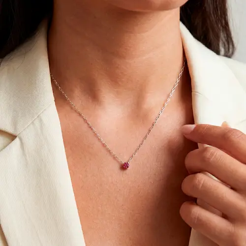 Pingente Chuveiro de Ouro Branco com 7 Turmalina Rosa.
