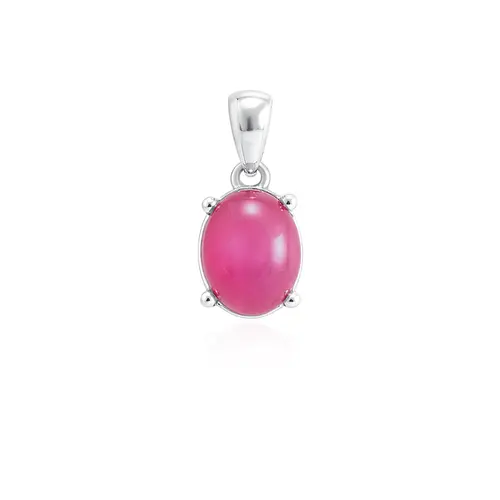 Conjunto Par de Brincos, Pingente e Anel de Prata com Rubis Cabochon