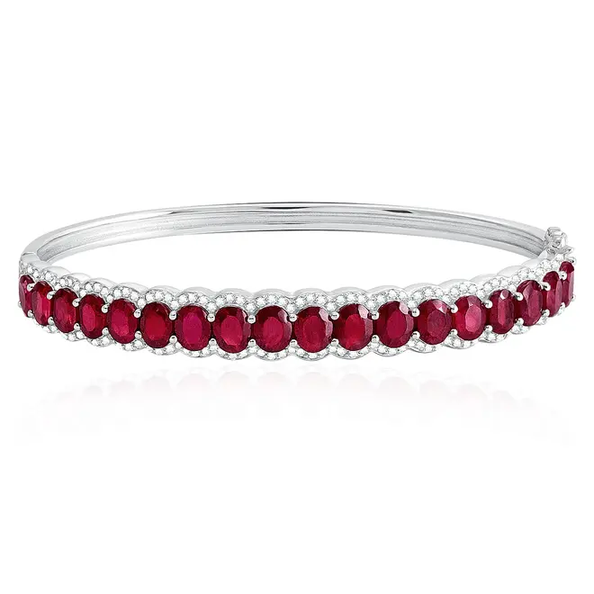Bracelete de Prata com Cristais e Rubis