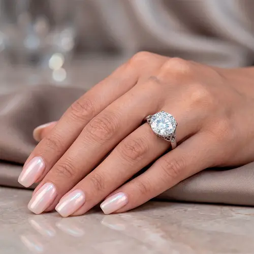 Anel de Prata com Moissanite de 6 Cts.