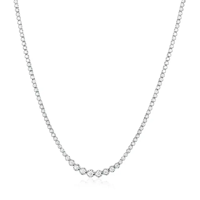 Gargantilha Riviera de Ouro Branco com Diamantes totalizando 2,8 Ct.