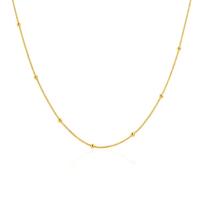 Corrente veneziana com bolinhas com Acabamento em Ouro Amarelo