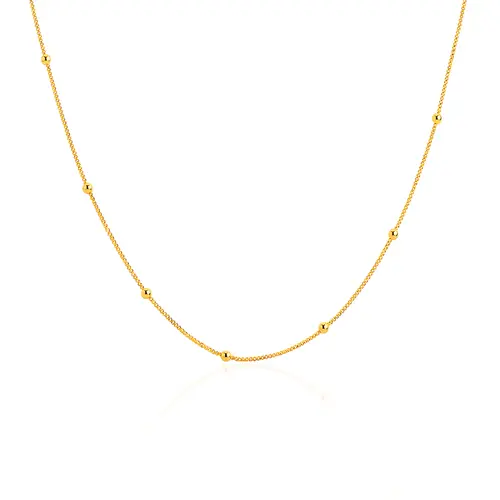 Corrente veneziana com bolinhas com Acabamento em Ouro Amarelo