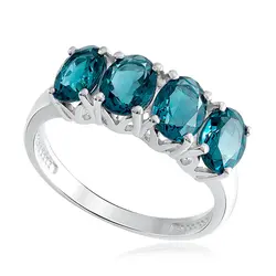 Meia Aliança de Prata com Cristais London Blue.