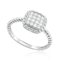 Anel de Ouro Branco com Diamantes totalizando 17 pts.