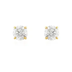 Par de Brincos Solitários de Ouro Amarelo com Diamantes totalizando 1,0 Cts.