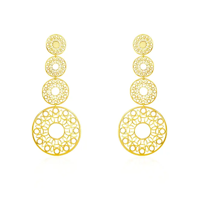 Par de Brincos Trabalhado em Ouro Amarelo