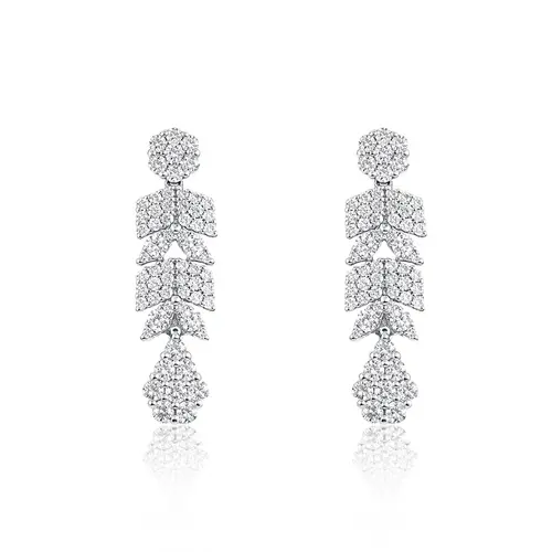 Par de Brinco de Ouro Branco com Diamantes Totalizando 1,75 Cts.