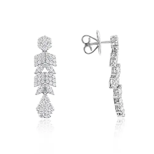 Par de Brinco de Ouro Branco com Diamantes Totalizando 1,75 Cts.