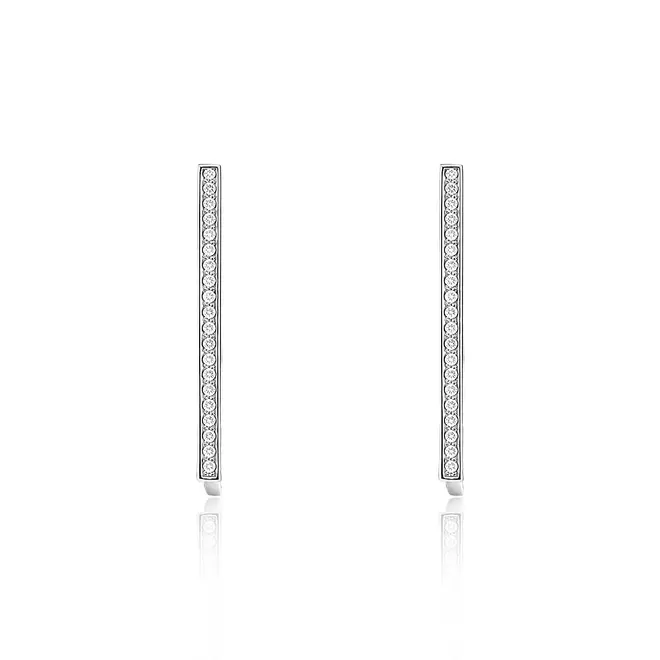 Par de Brinco de Ouro Branco com Diamantes Totalizando 40 Pts.