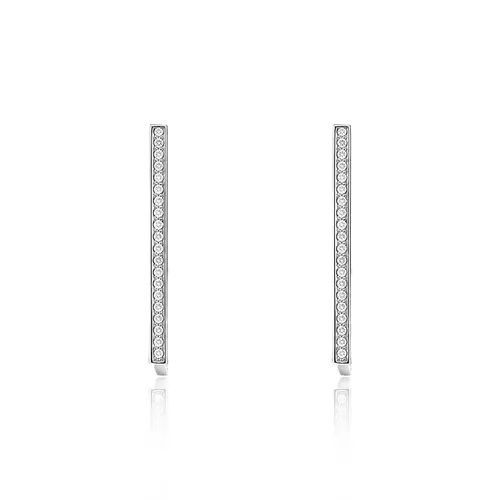 Par de Brinco de Ouro Branco com Diamantes Totalizando 40 Pts.