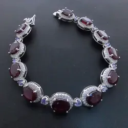 Pulseira de Prata com Cristais, Rubis e Tanzanitas