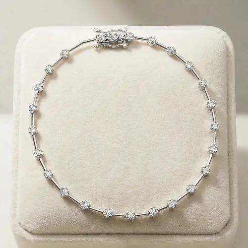 Pulseira Ouro Branco 18K com Diamantes 50 pts.