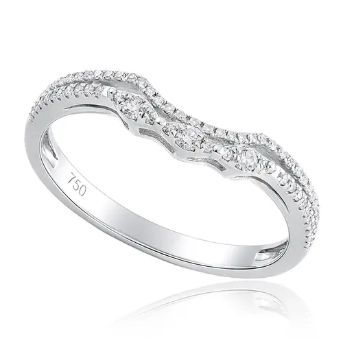 Conjunto Anel e Aparador de Ouro Branco com Diamantes totalizando 65 pts.