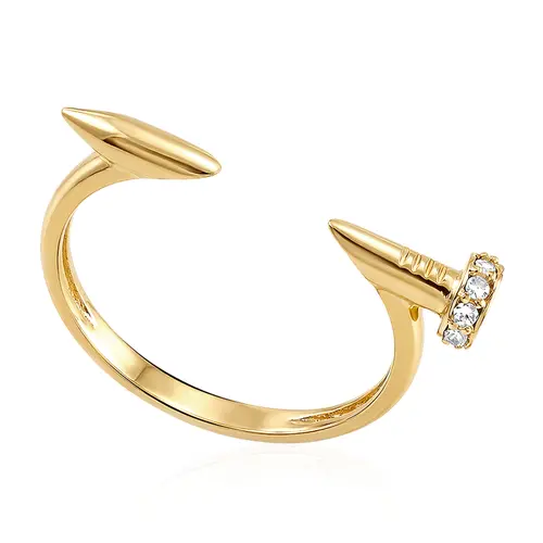 Anel Desing Prego em Ouro Amarelo com e Diamantes.