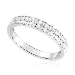 Meia Aliança de Ouro Branco com Diamantes Totalizando 40 Pts.