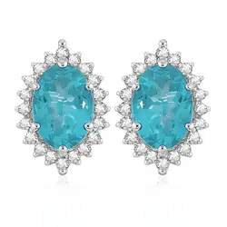 Par de Brincos de Ouro Branco com Diamantes e Apatitas