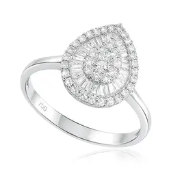 Anel de Ouro Branco com Diamantes Totalizando 42 Pts.