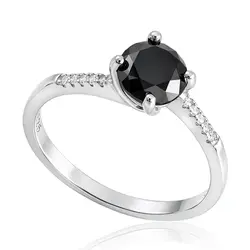 Anel de Prata com Diamante Negro de 1,5 Cts..
