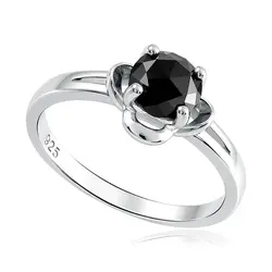 Anel Solitário de Prata com Diamante Negro de 1,5 Cts.