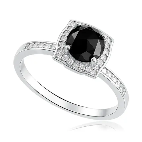 Anel de Prata com Diamante Negro de 1,5 Cts..