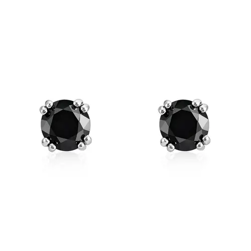 Par de Brincos Solitário de Prata com Diamantes Negros totalizando 2,0 Cts.