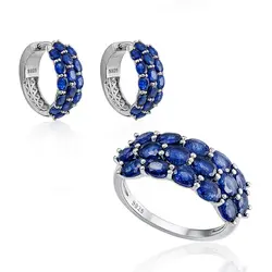 Conjunto de Meia Aliança e Par de Brincos Argola com Safiras.